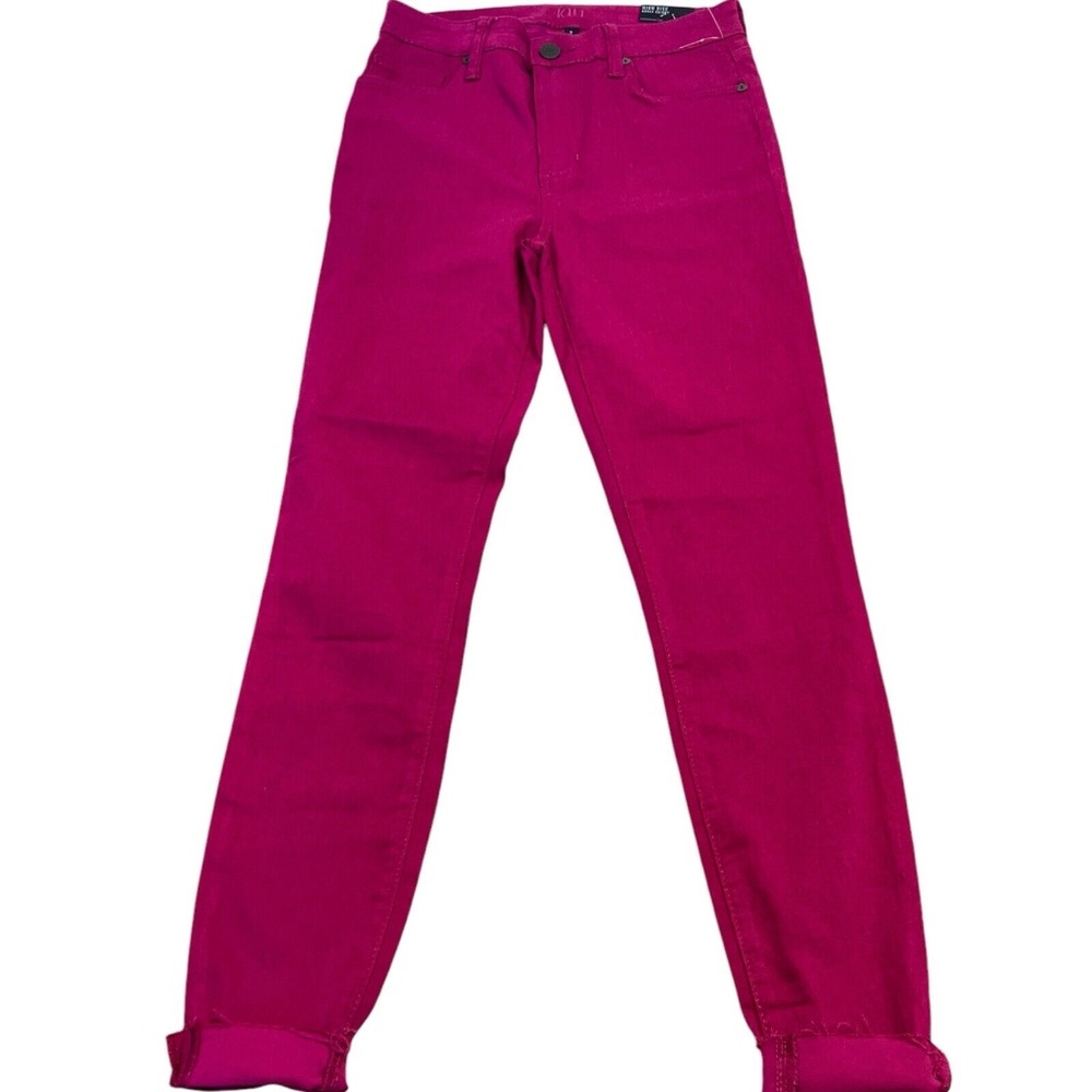 Kut From The Kloth Pants High Rise Ankle Skinny Light Weight Raw Hem Fuchsia 2‎